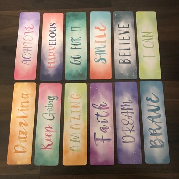 NEW 12 COUNT Assorted Quote Bookmarks Pages Double Sided Feminine Motivation - Picture 2 of 3